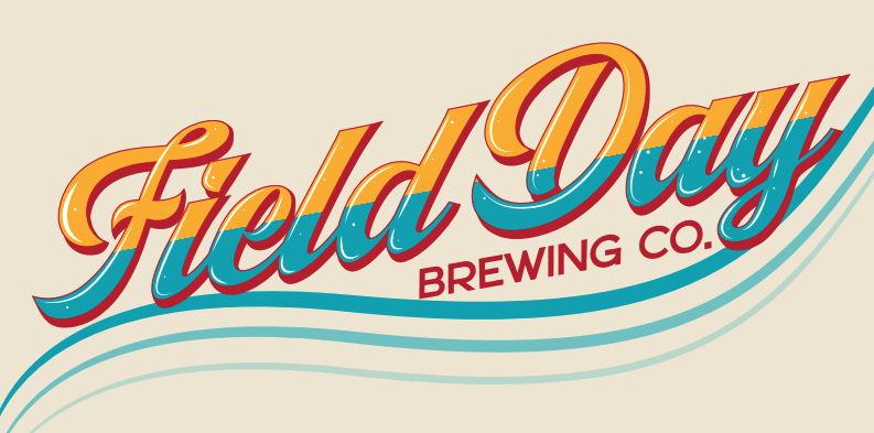 Logo for Field Day Brewing Co. with stylized text and colorful lines.