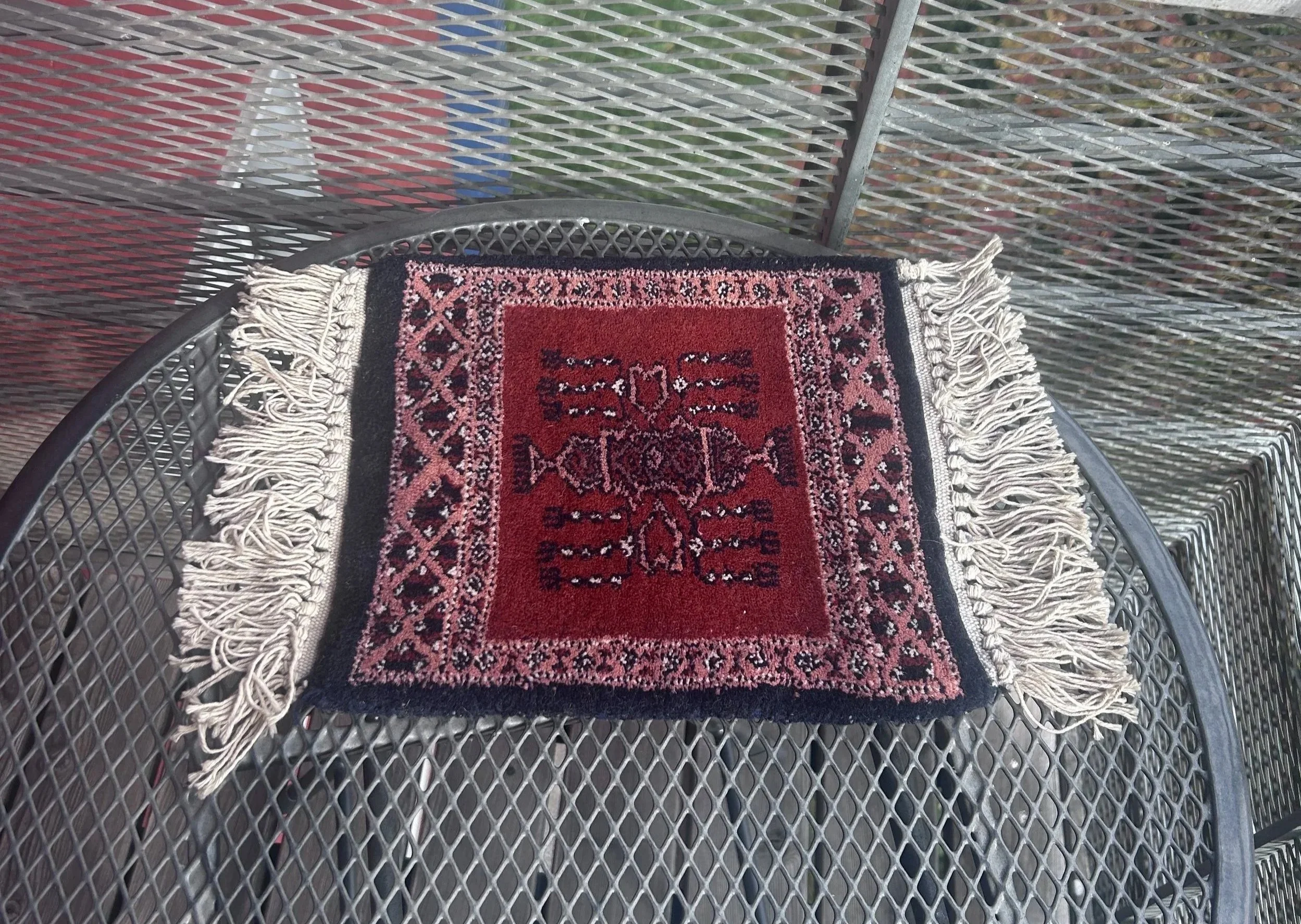 Persian Wool Rug with Hand-Knotted Fringe