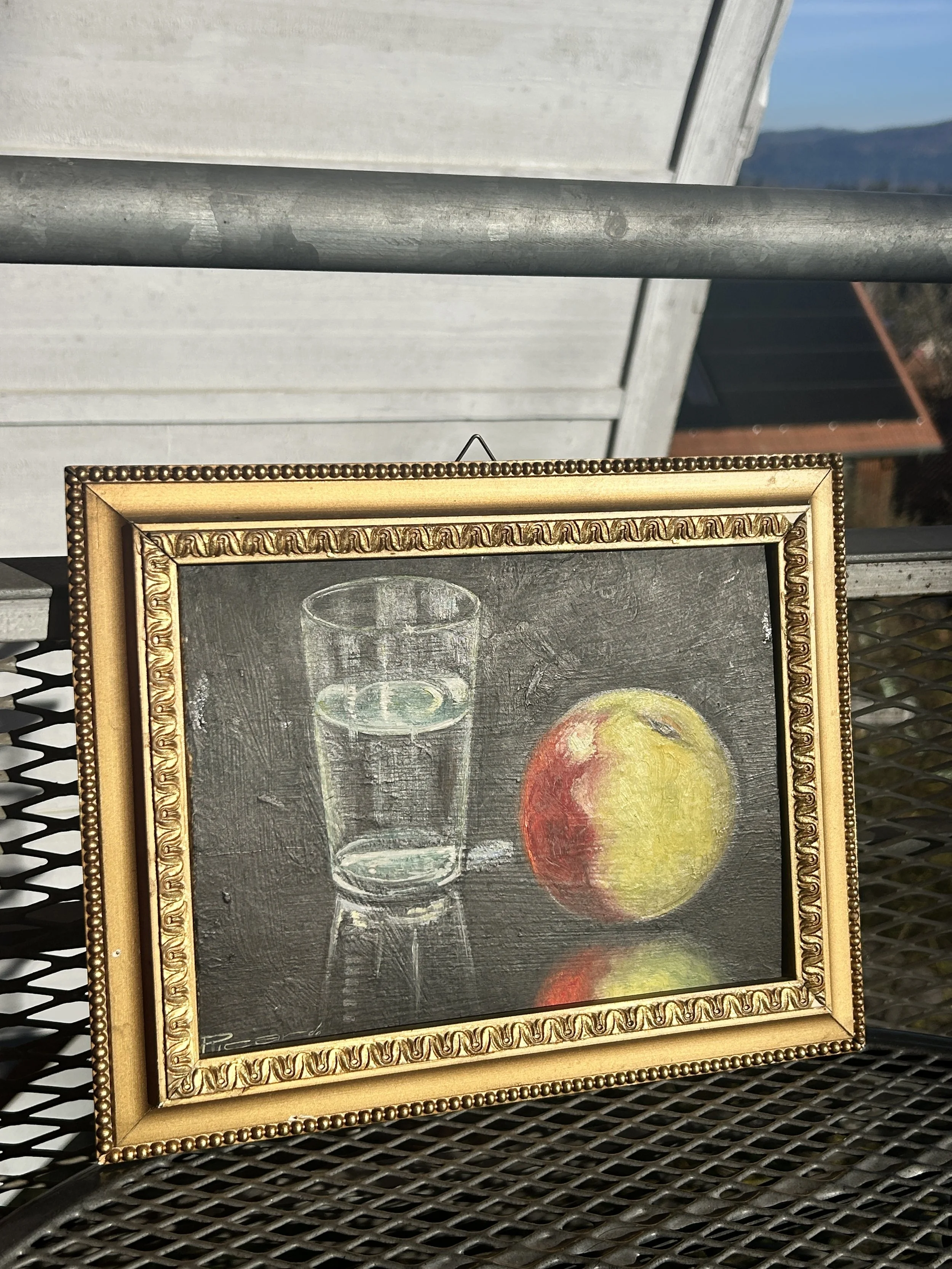 H. Picard Vintage Still Life Painting with Gold Frame