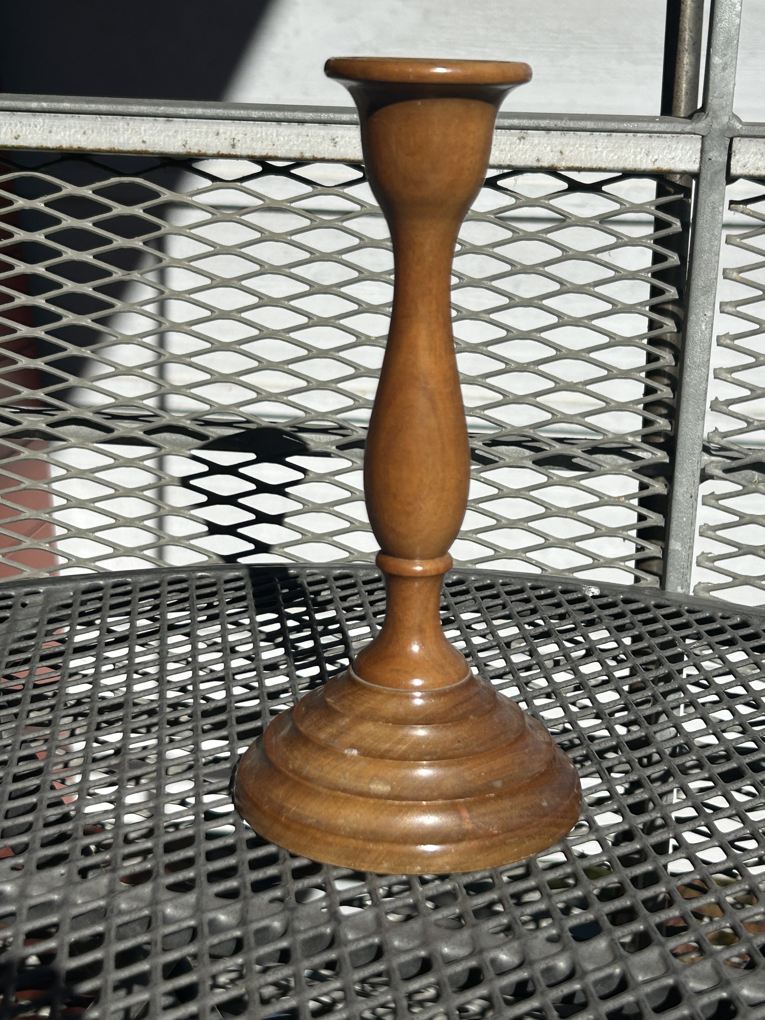 Elegant Turned Maple Candlestick