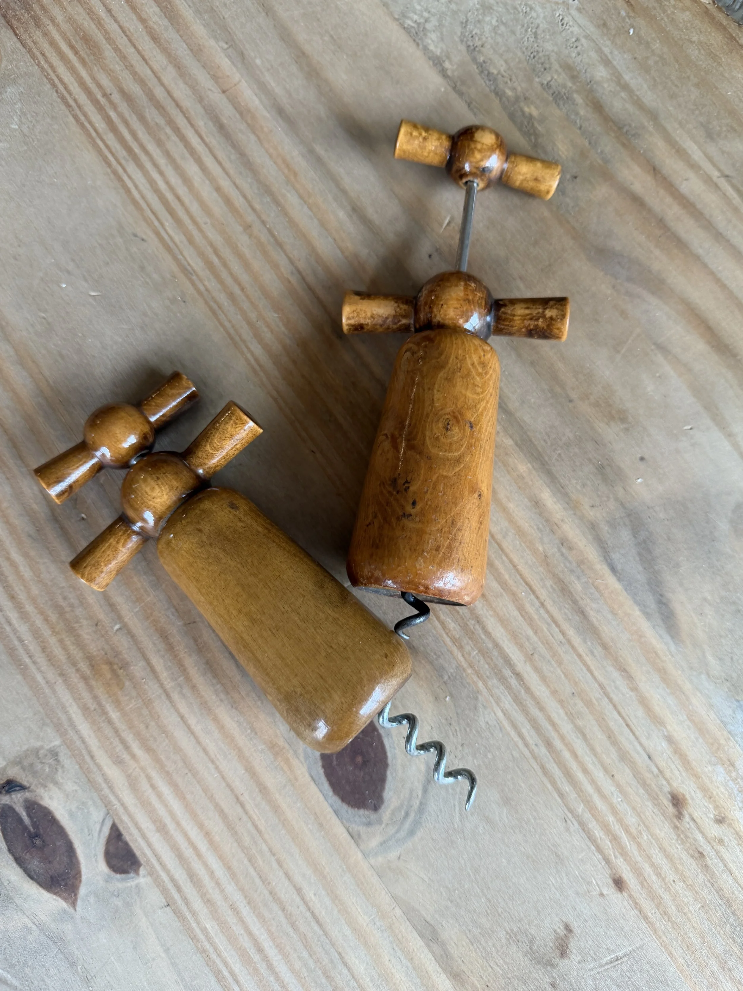 Hand-Carved Wooden Wine Cork Double Screw Opener