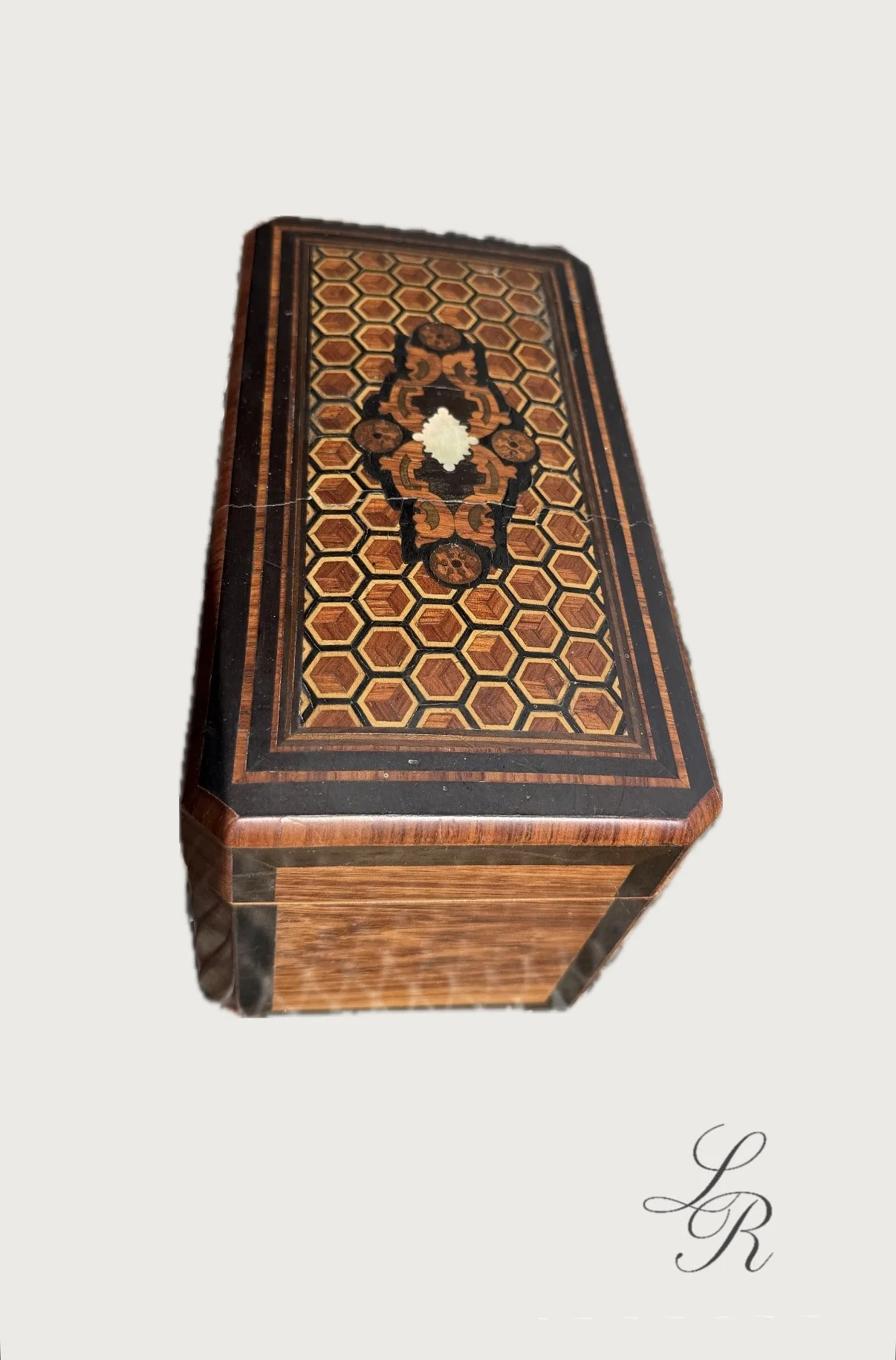 19th century French parquetry tea caddy