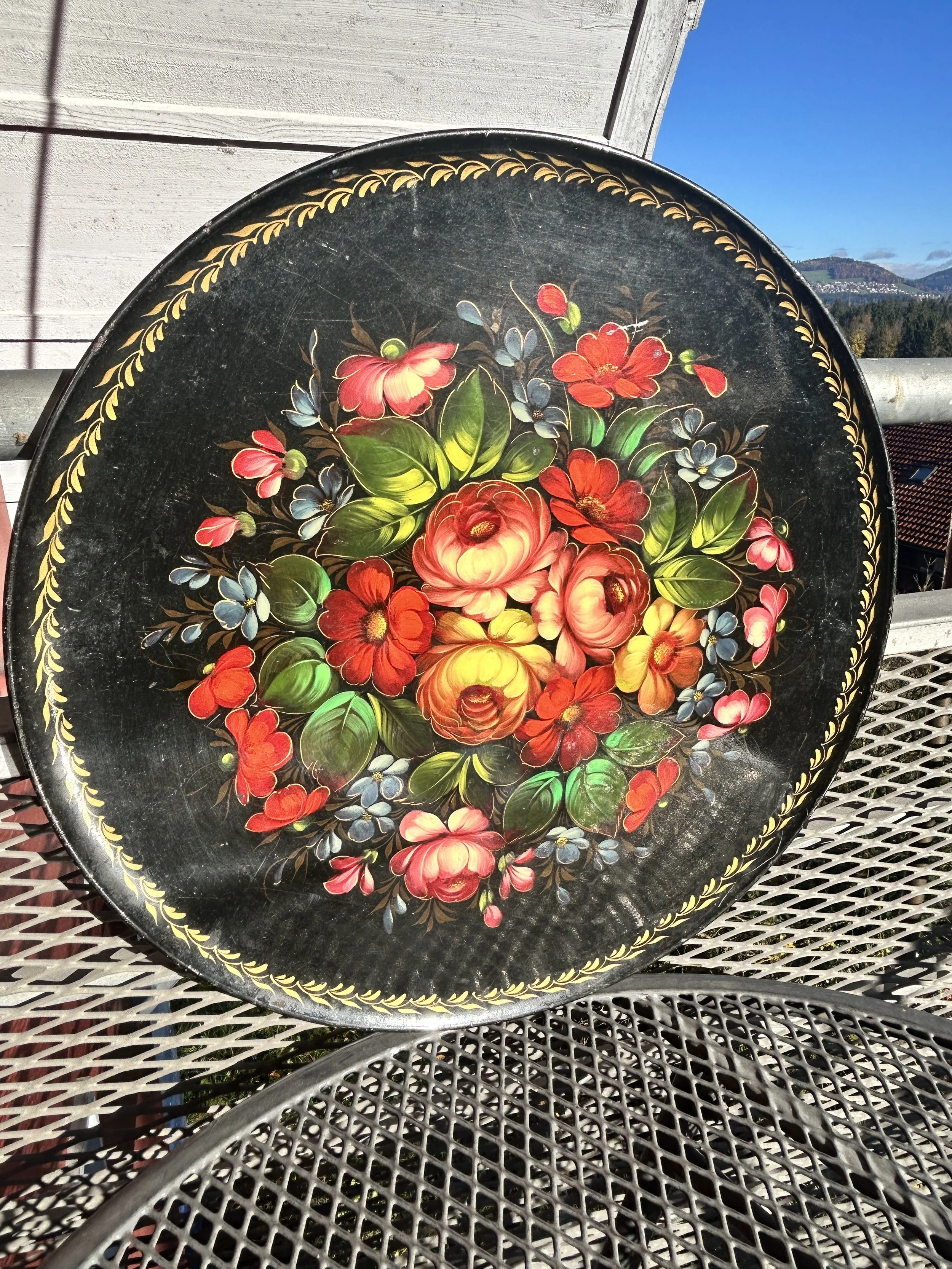 Zhostovo Hand-Painted Floral Tray