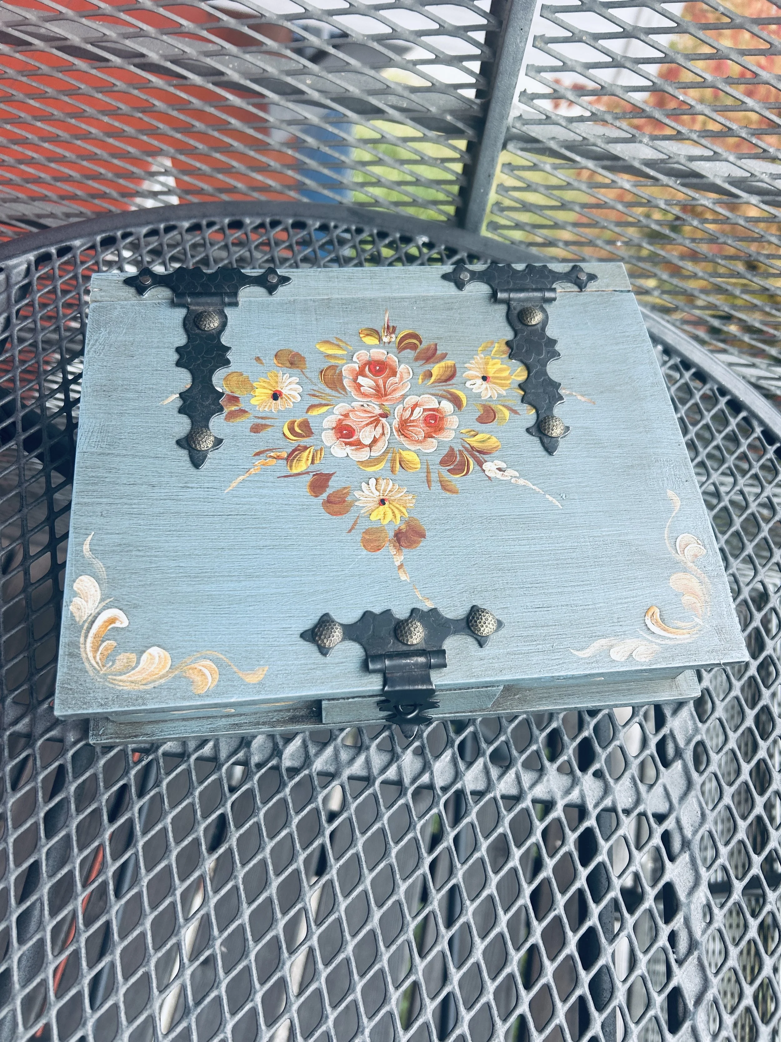 Norwegian Antique Handpainted Floral Letter Box