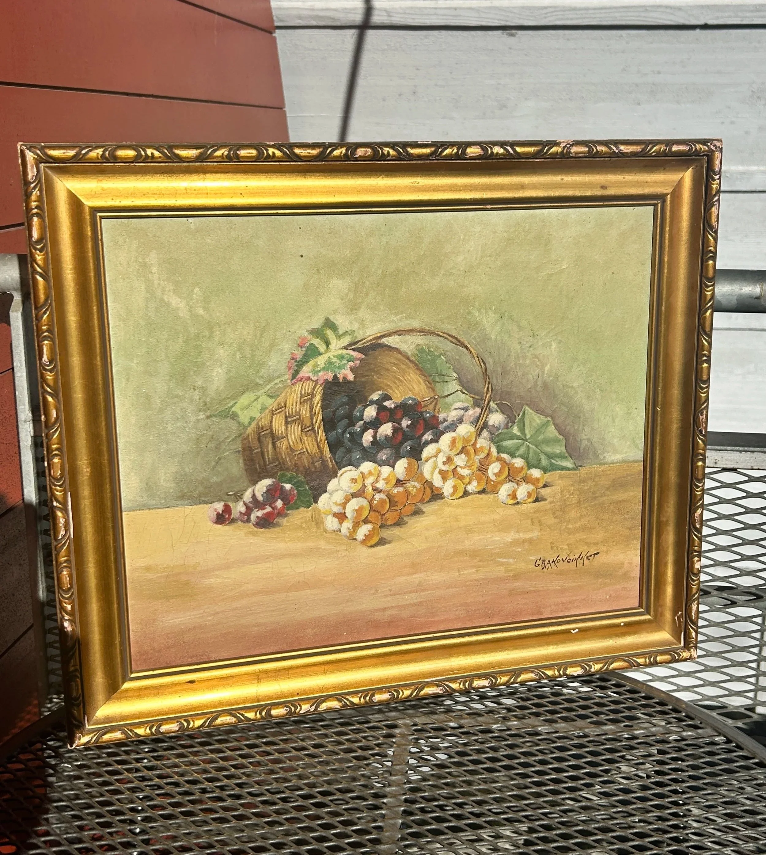Antique Grand Voinnet Signed Oil Painting in Gilded Frame