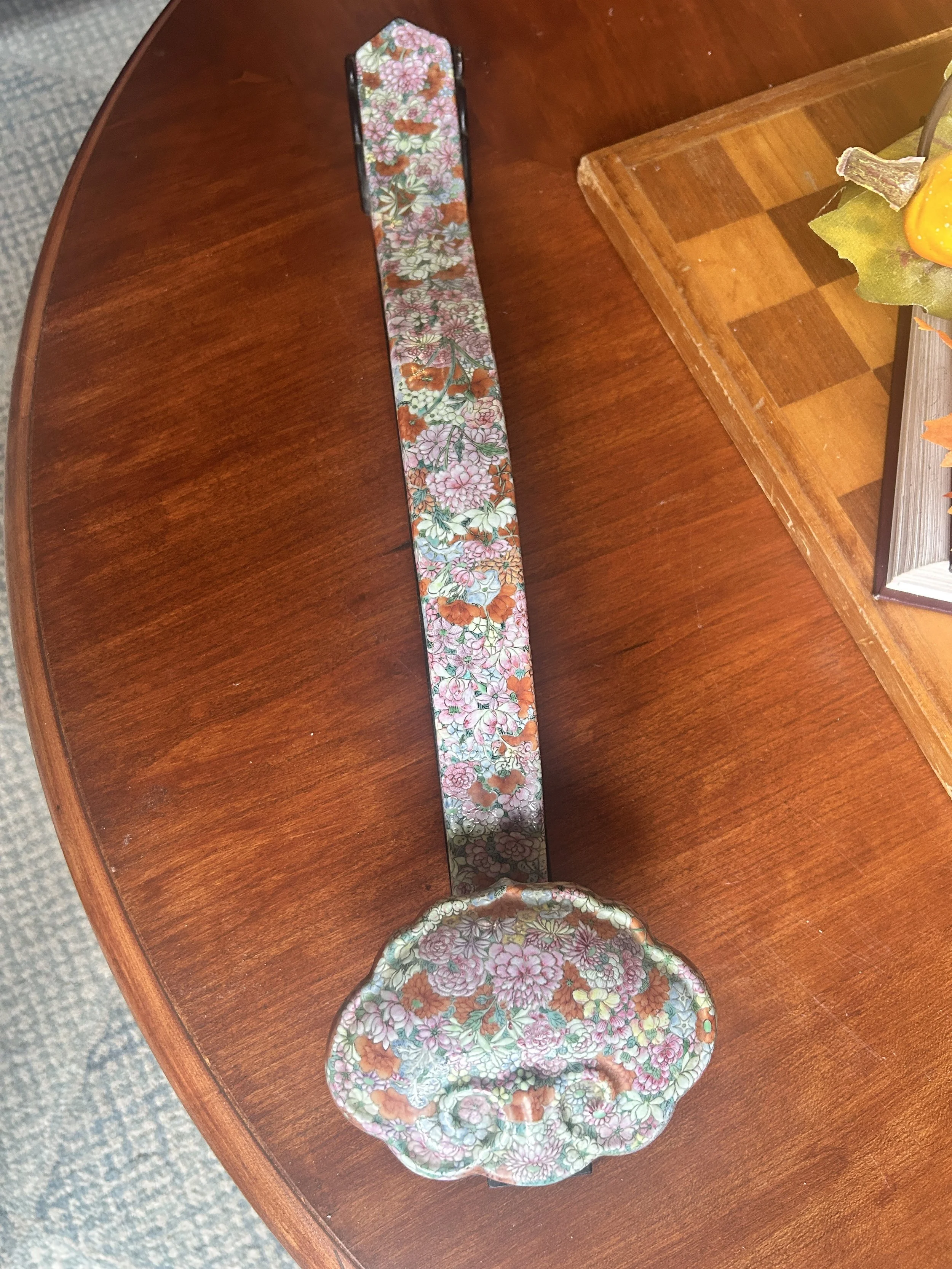 Antique Asian Floral Chinoiserie Decorative Hook