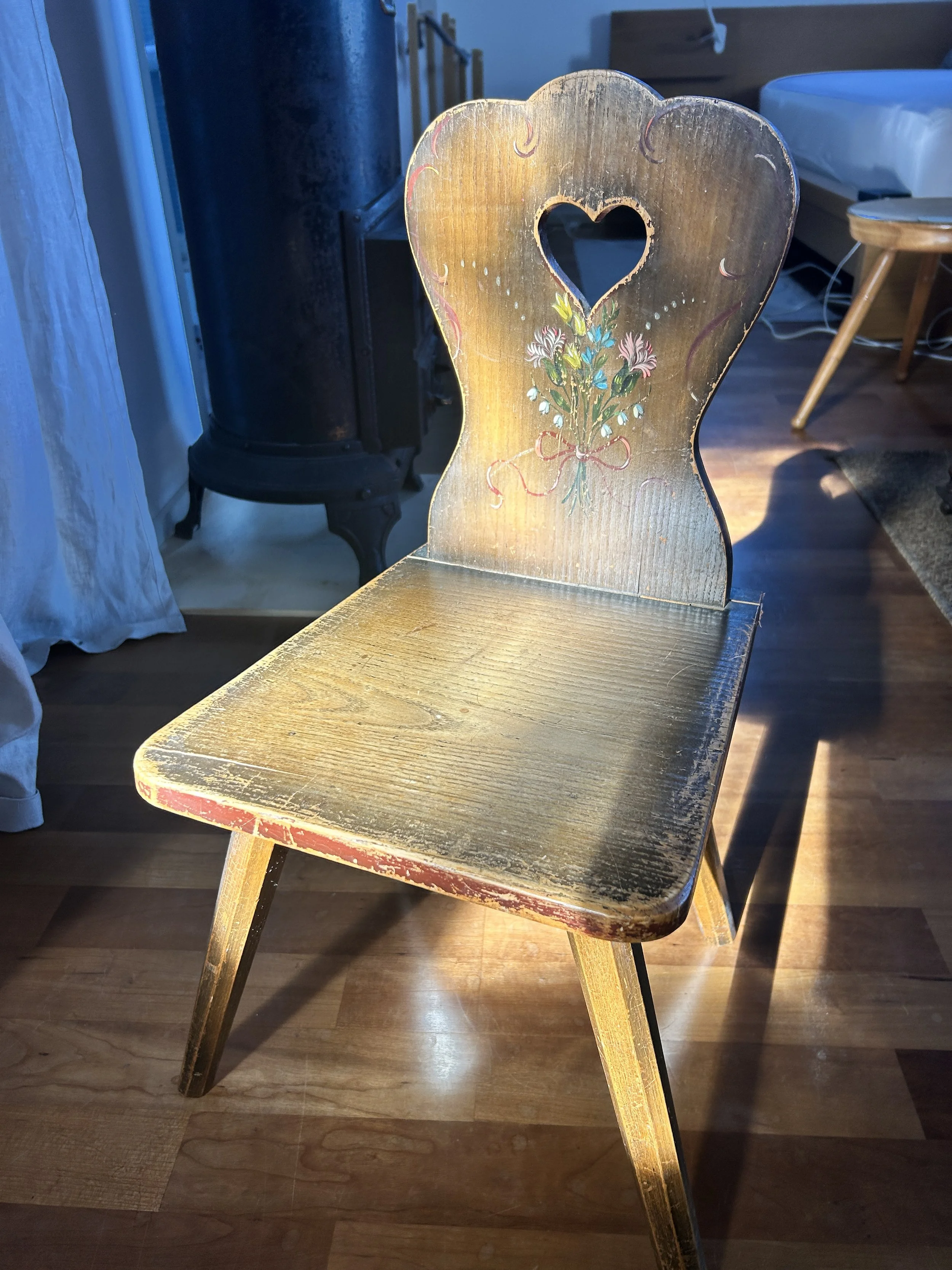 Antique German Heart-Motif Child's Chair