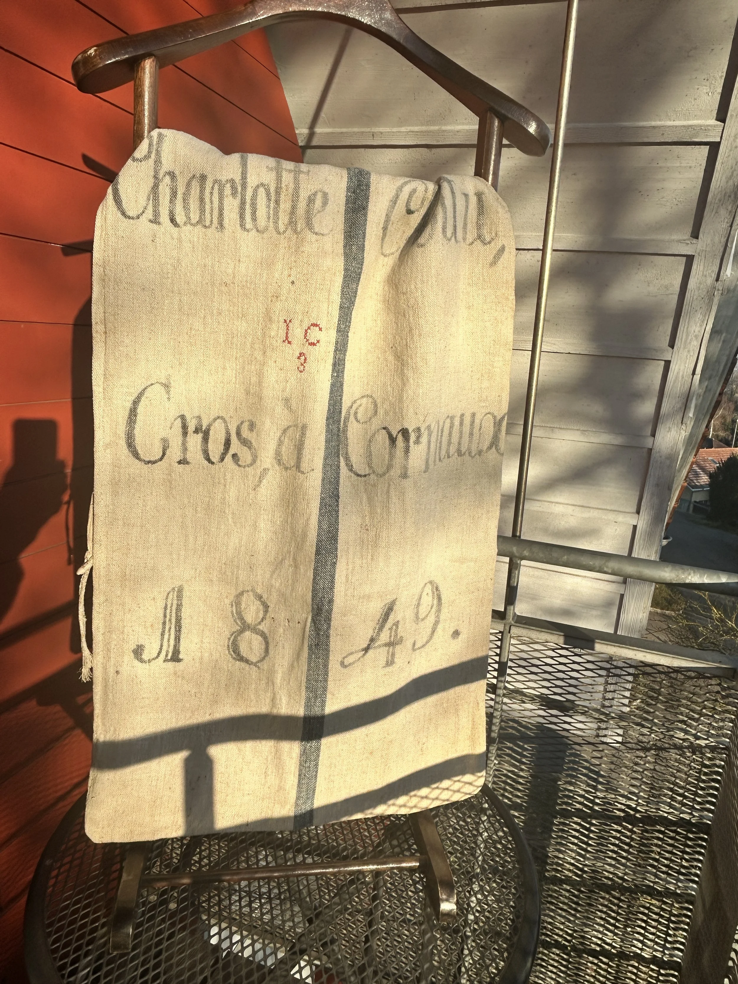 1849 Authentic French Grain Sack Wall Hanging