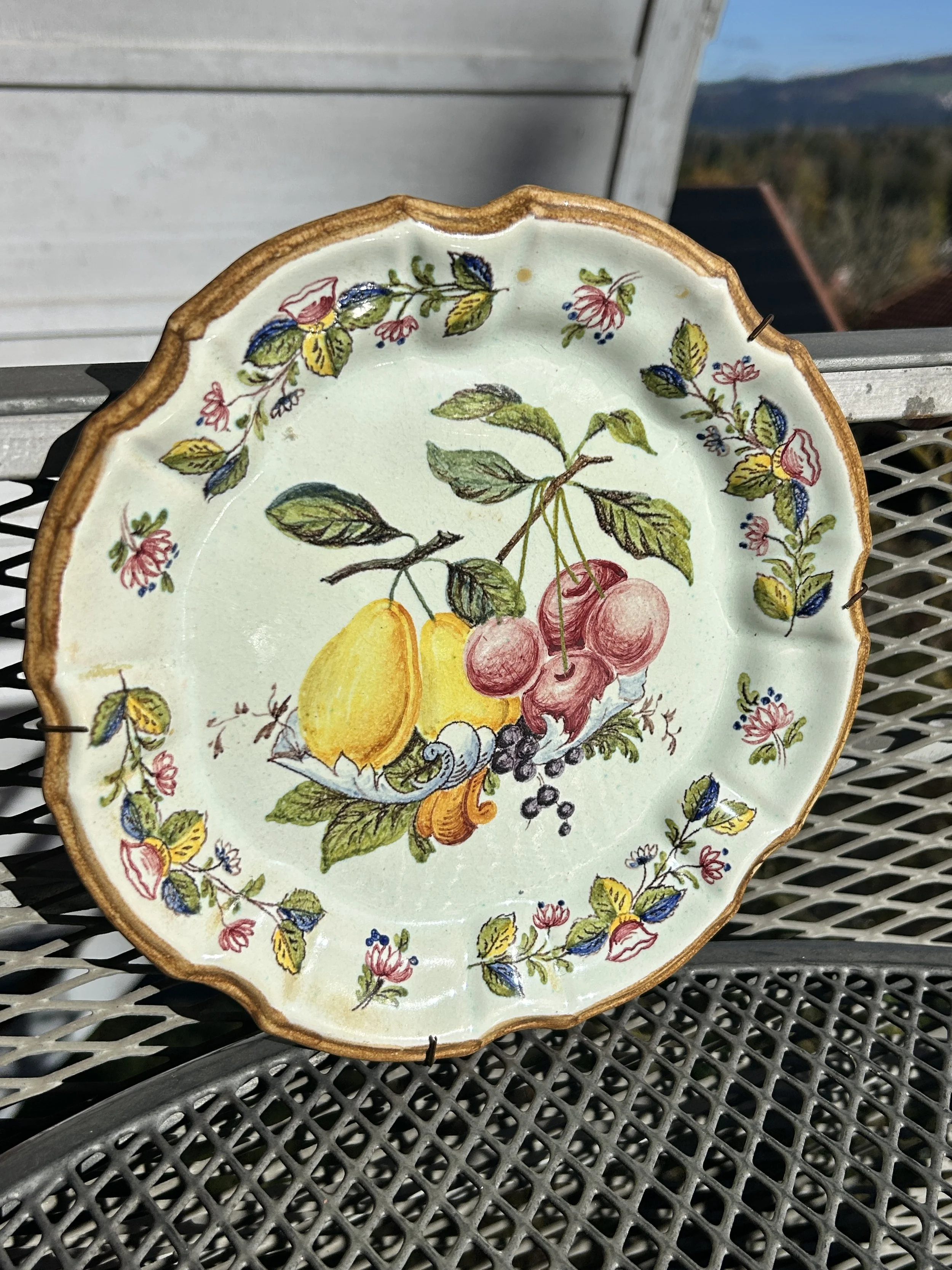 Antique 1800's French Handpainted Earthenware Plate