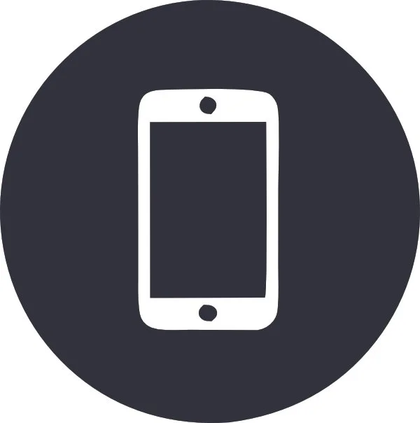 Icon of a smartphone within a black circle