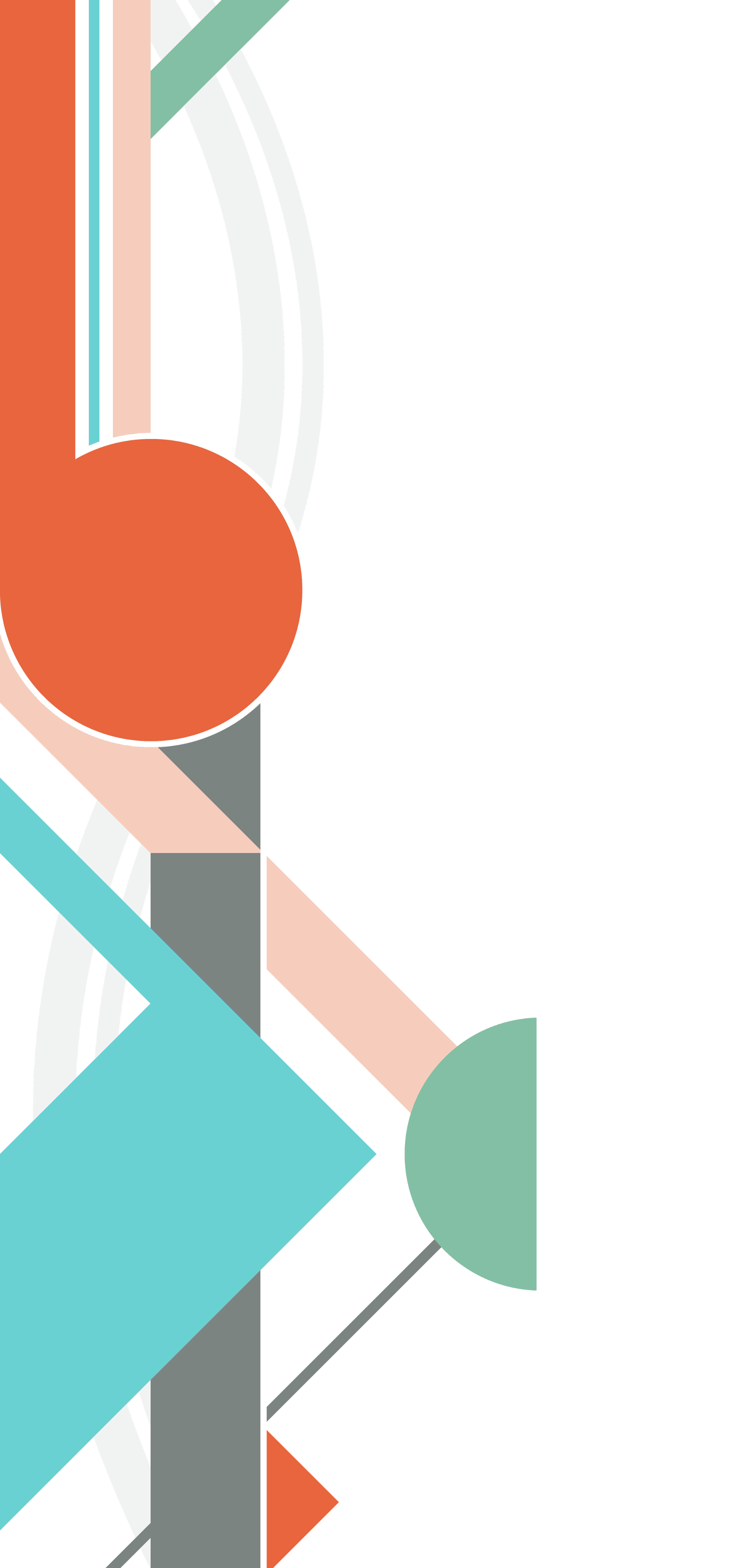 Abstract geometric artwork featuring circles, rectangles, and lines in pastel and bold colors against a black background.