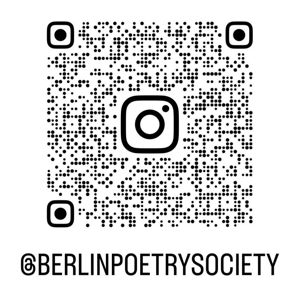 A QR code for the Instagram account @berlinpoetrysociety.
