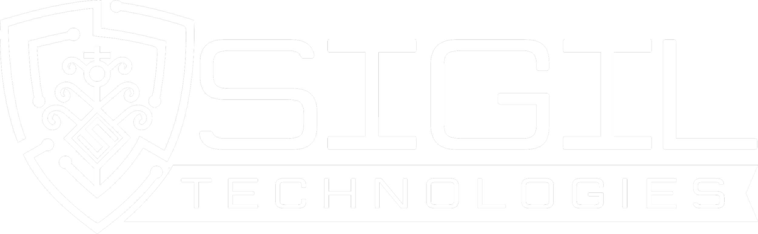 A black and white logo for SigilTechnologies featuring a shield with an intricate design on the left and the words 'SigilTechnologies' on the right.