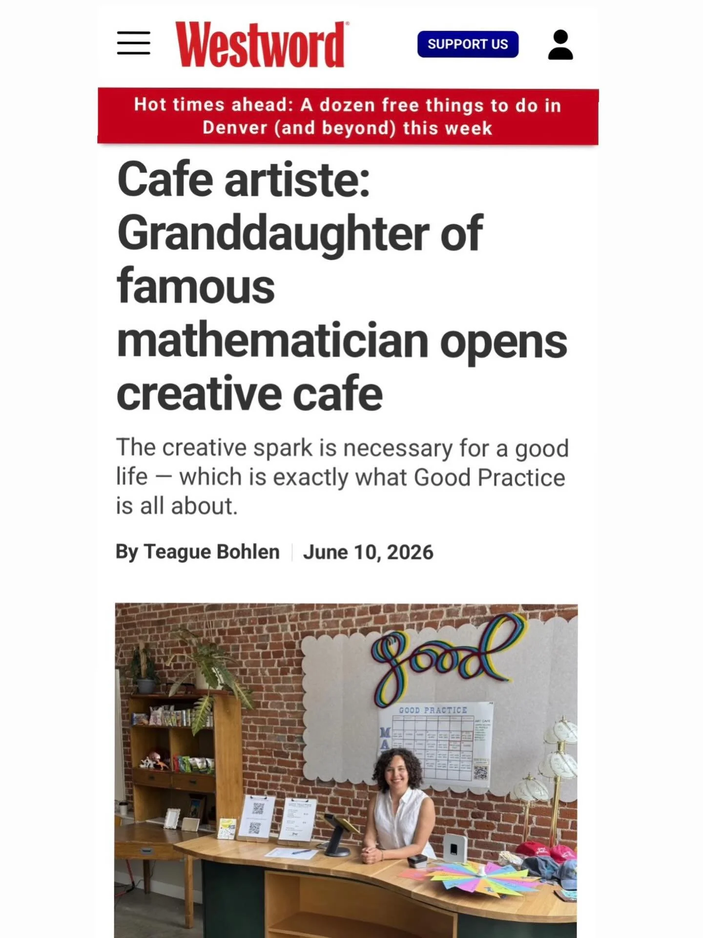 A few weeks ago I had the pleasure of speaking with @tbohlen from @denverwestword about Good Practice, our inspiration, and why having a creative practice is so important! The article was published today online and in print. I&rsquo;m so honored, pro