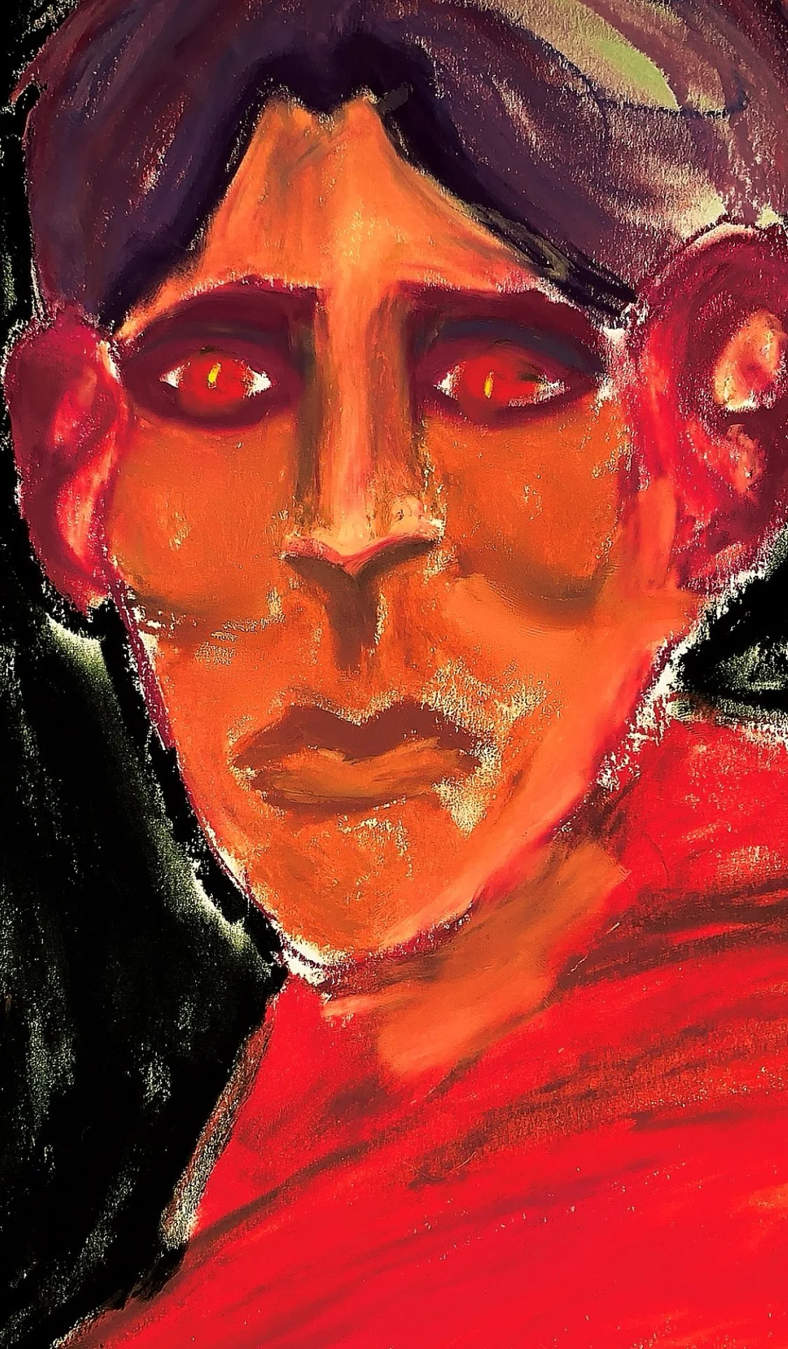 Red Dead Face - Pastels on Paper