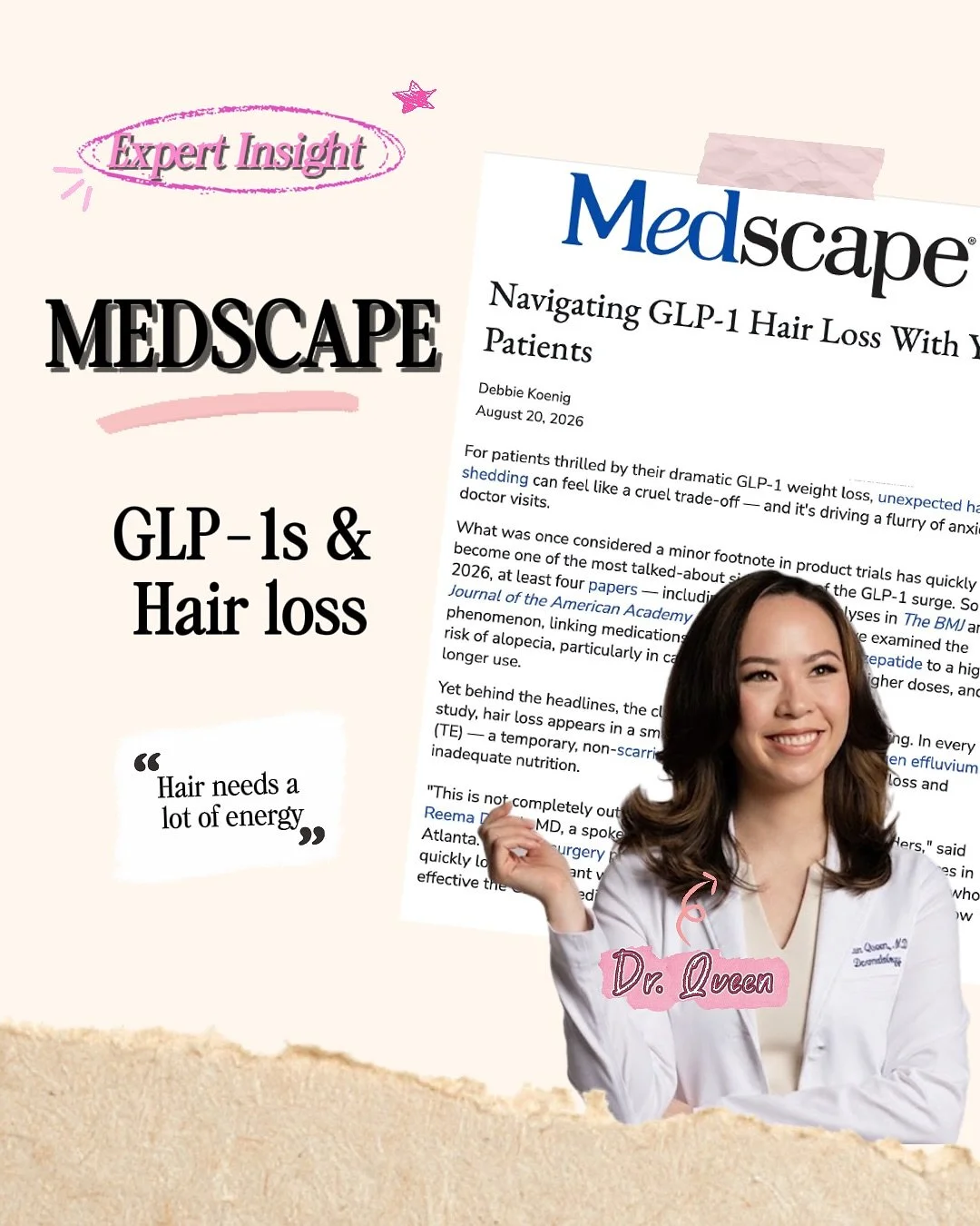 Comment &ldquo;HAIR&rdquo; and I&rsquo;ll DM you my tips for minimizing hair shedding while on a GLP-1 💌

I spoke with @medscape about why rapid weight loss can trigger shedding, what&rsquo;s happening biologically, and when hair loss may be a sign 