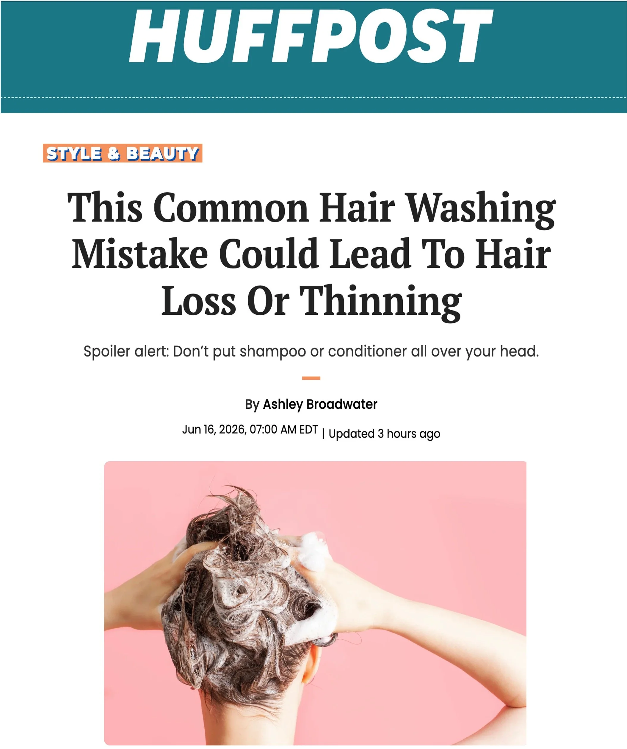 This Common Hair Washing Mistake Could Lead to Hair Loss or Thinning