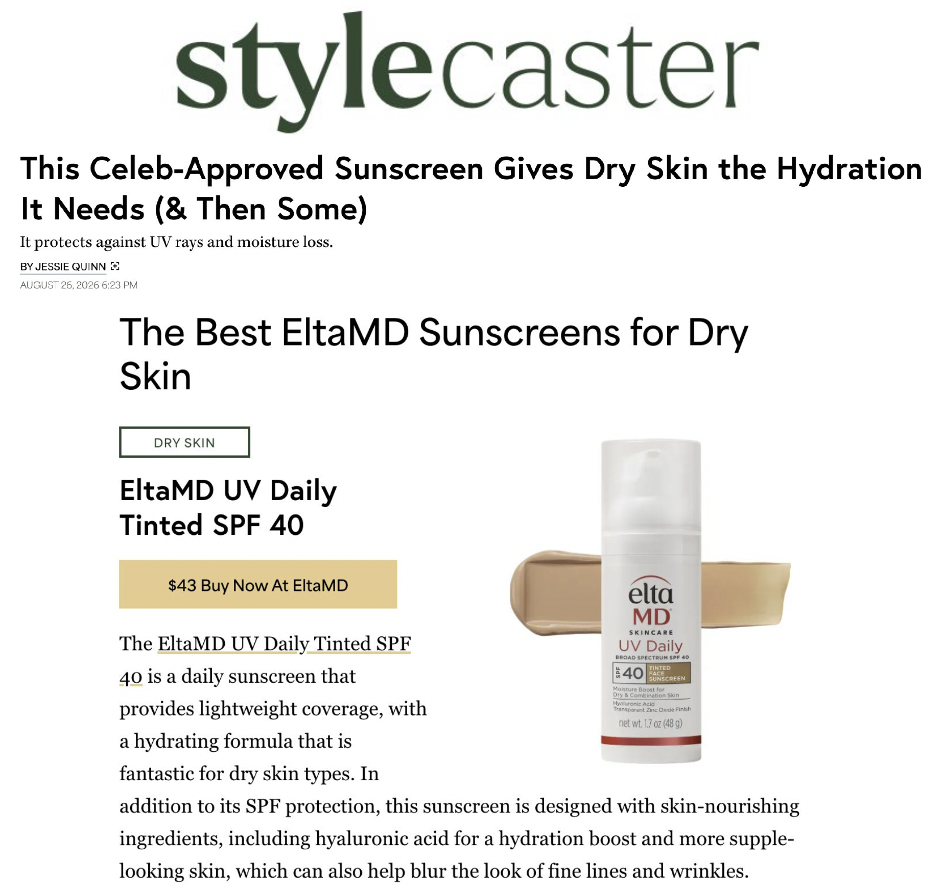 This Celeb-Approved Sunscreen Gives Dry Skin the Hydration It Needs (&amp; Then Some)