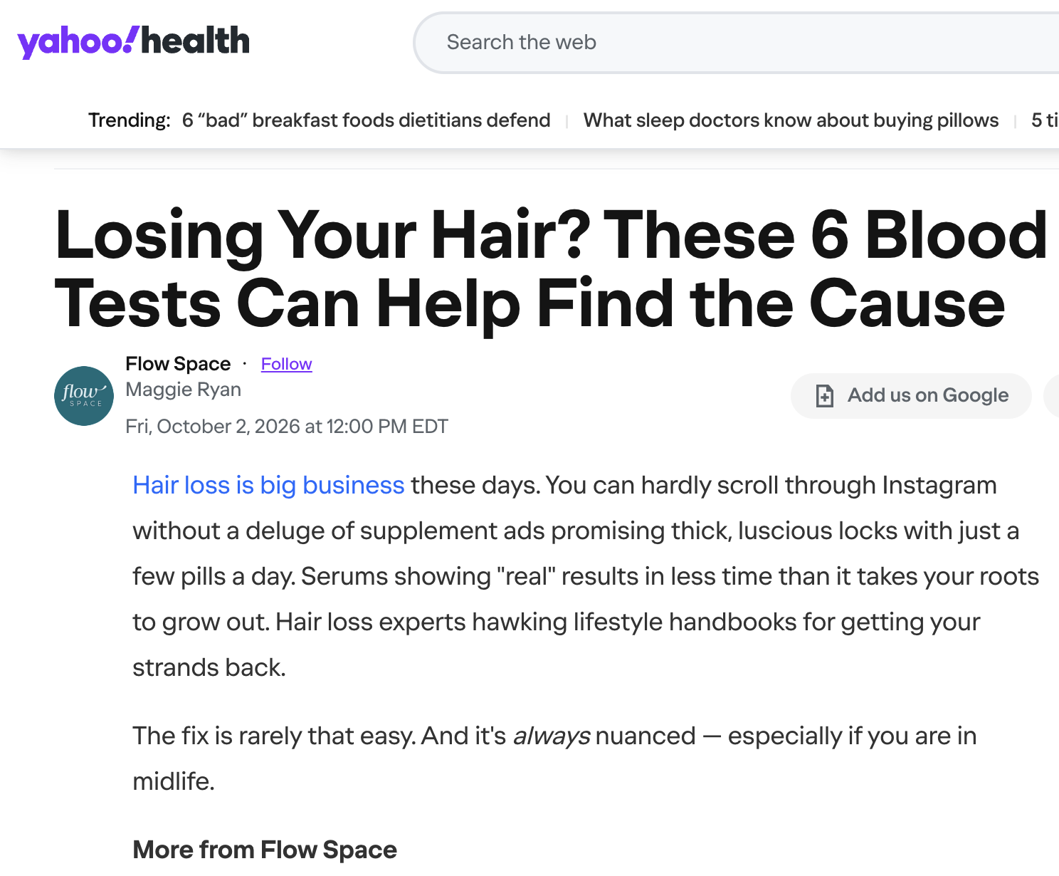 Losing Your Hair? These 6 Blood Tests Can Help Find the Cause