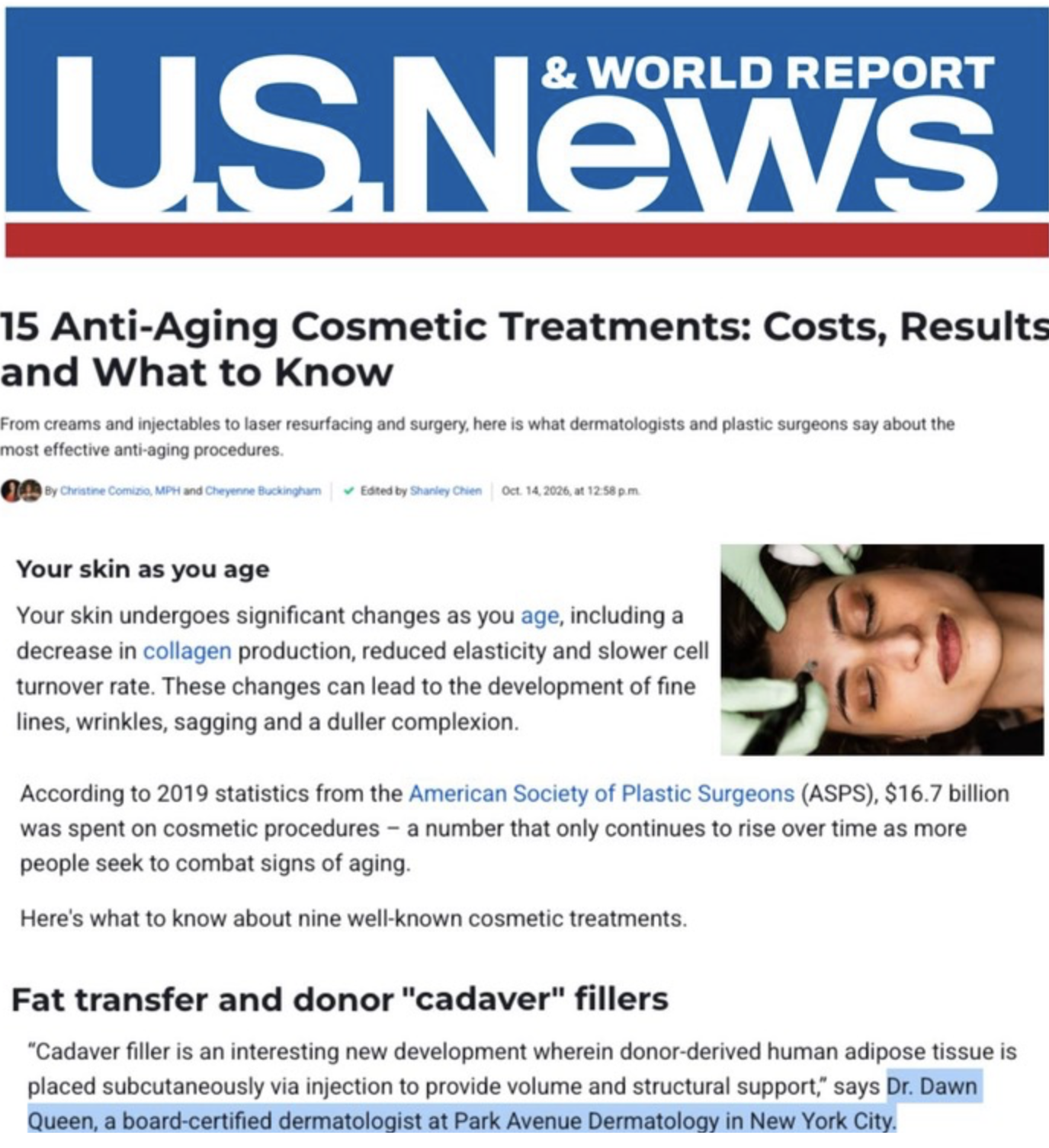 15 Anti-Aging Cosmetic Treatments: Costs, Results and What to Know