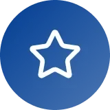 Icon of a white star inside a blue circle.