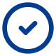 Blue checkmark inside a circle on a dark background