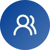Icon with two silhouette figures, one larger and one smaller, representing users or people.