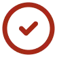 A checkmark inside a red circle