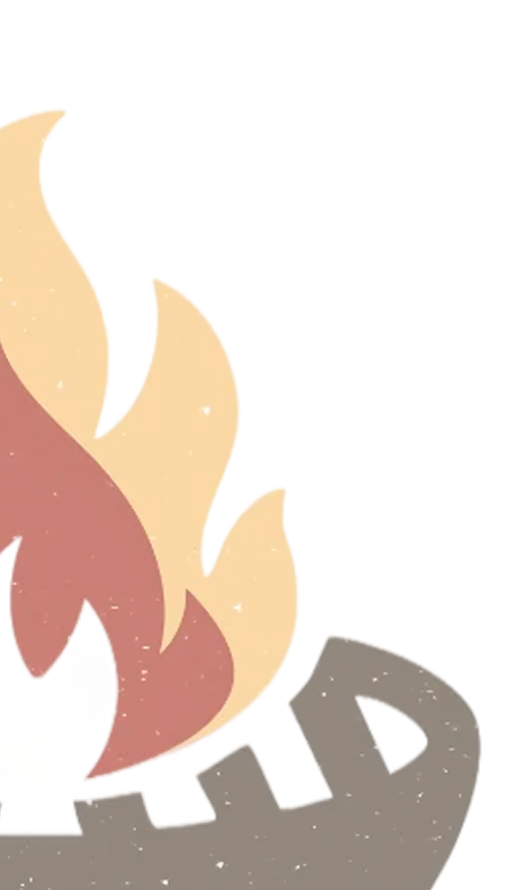 Part of a logo with a stylized fire graphic in yellow, orange, and red colors, and the partial word 'FIRE' in brown letters.