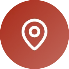 Map pin icon on a red background.