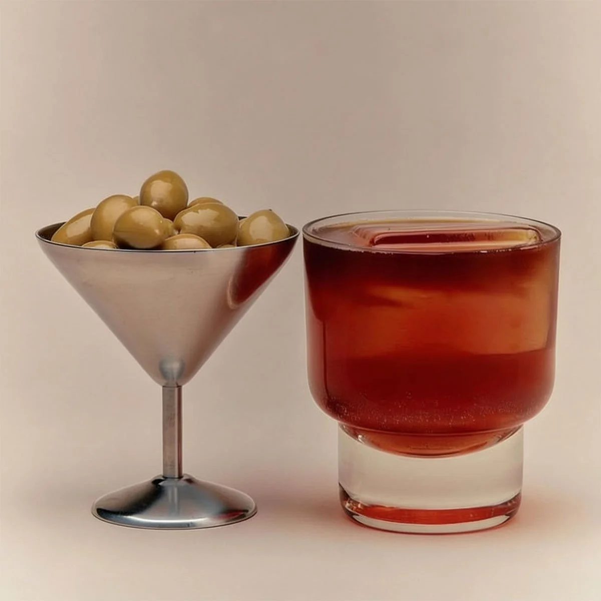 an image of drink next to olives