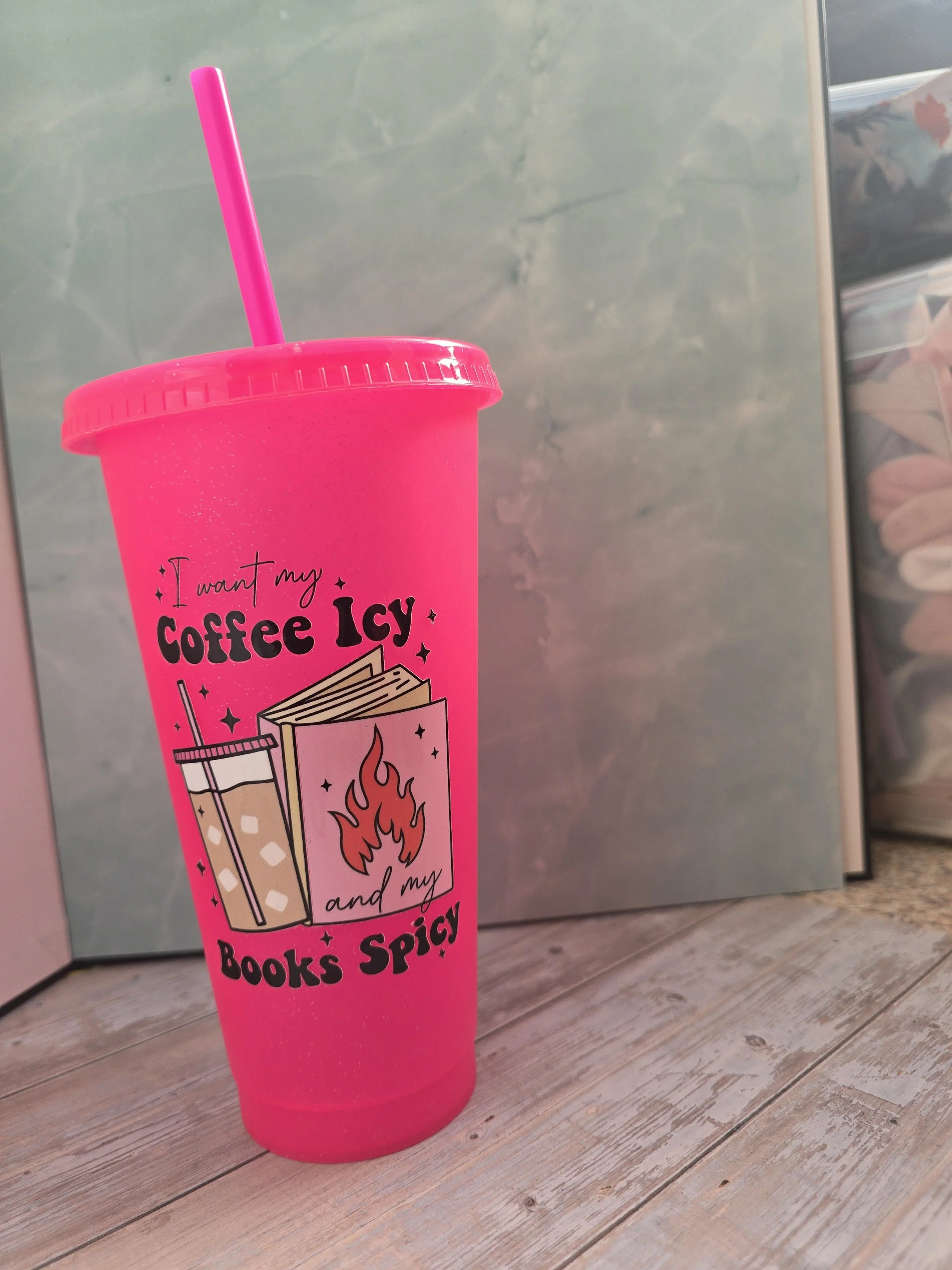 Coffee Icy Books Spicy - 24oz Cold Cup  Plastic Travel Cup (Copy)