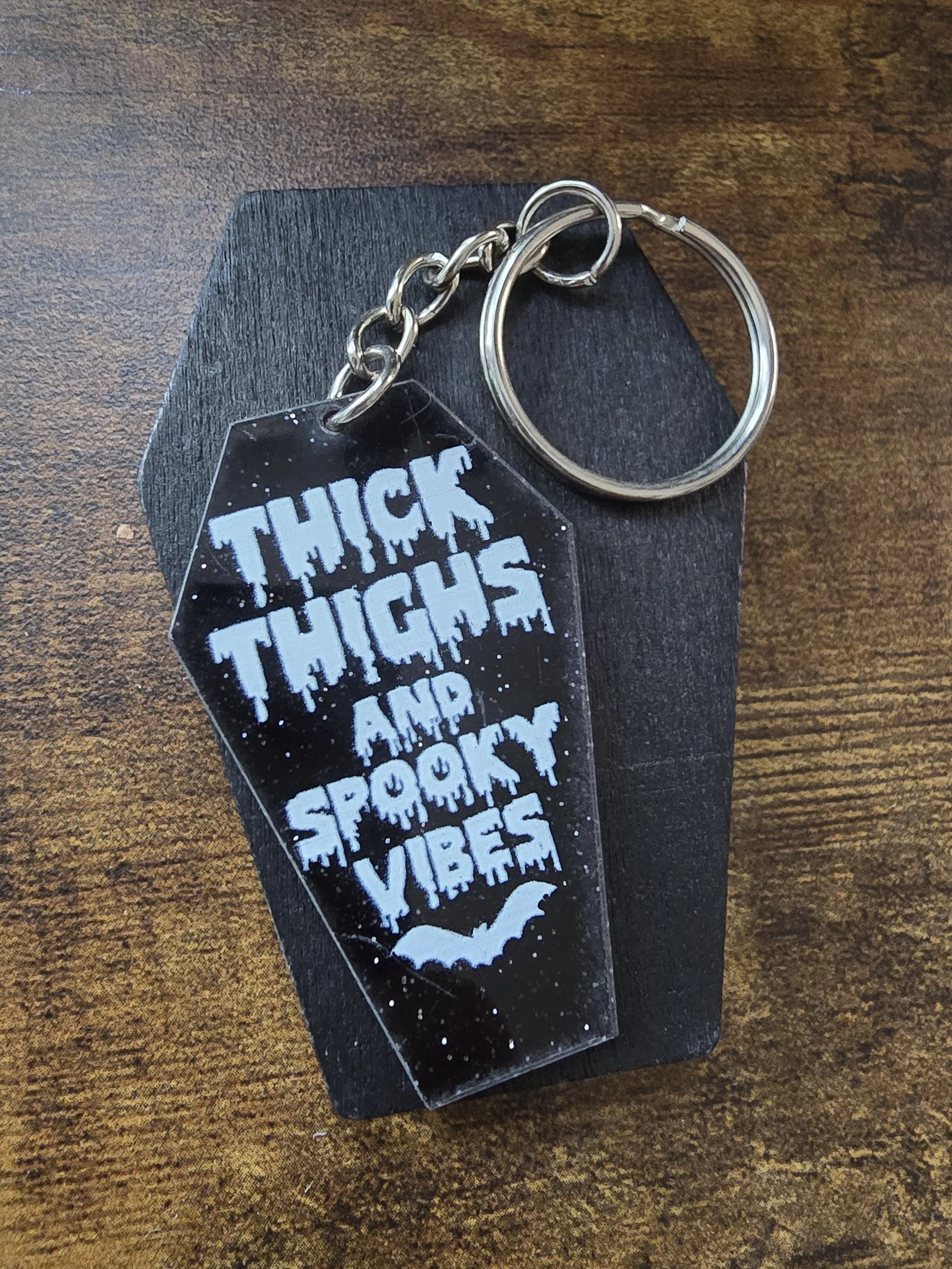 Thick Thighs & Spooky Vibes Keyring