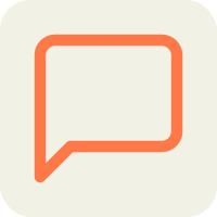 Icône de bulle de dialogue de couleur orange sur fond clair