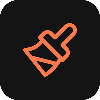 Icône d'un crayon stylisé en orange sur un fond noir