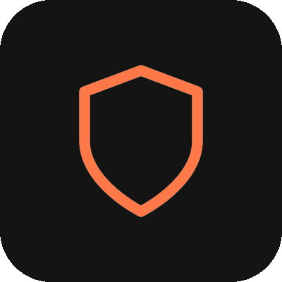 Logo d'une escudo stylisée en orange sur fond noir.