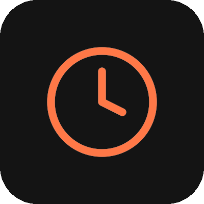 Horloge orange sur fond noir