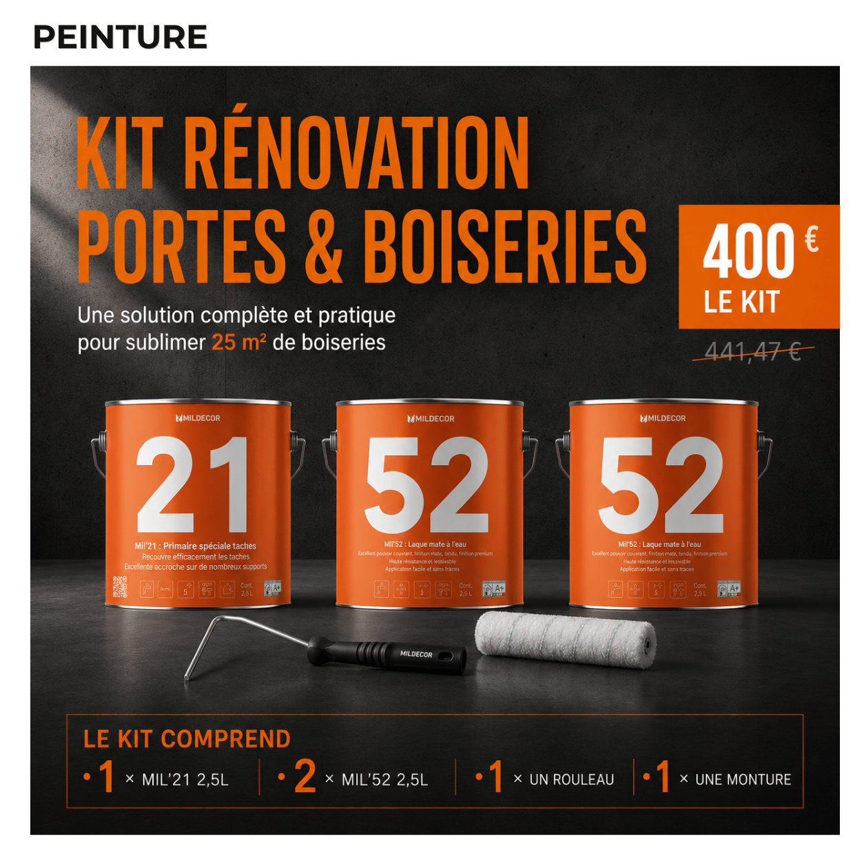Kit Rénovation portes & boiseries 25 M²