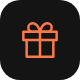 Icône d'une boîte cadeau orange sur un fond noir