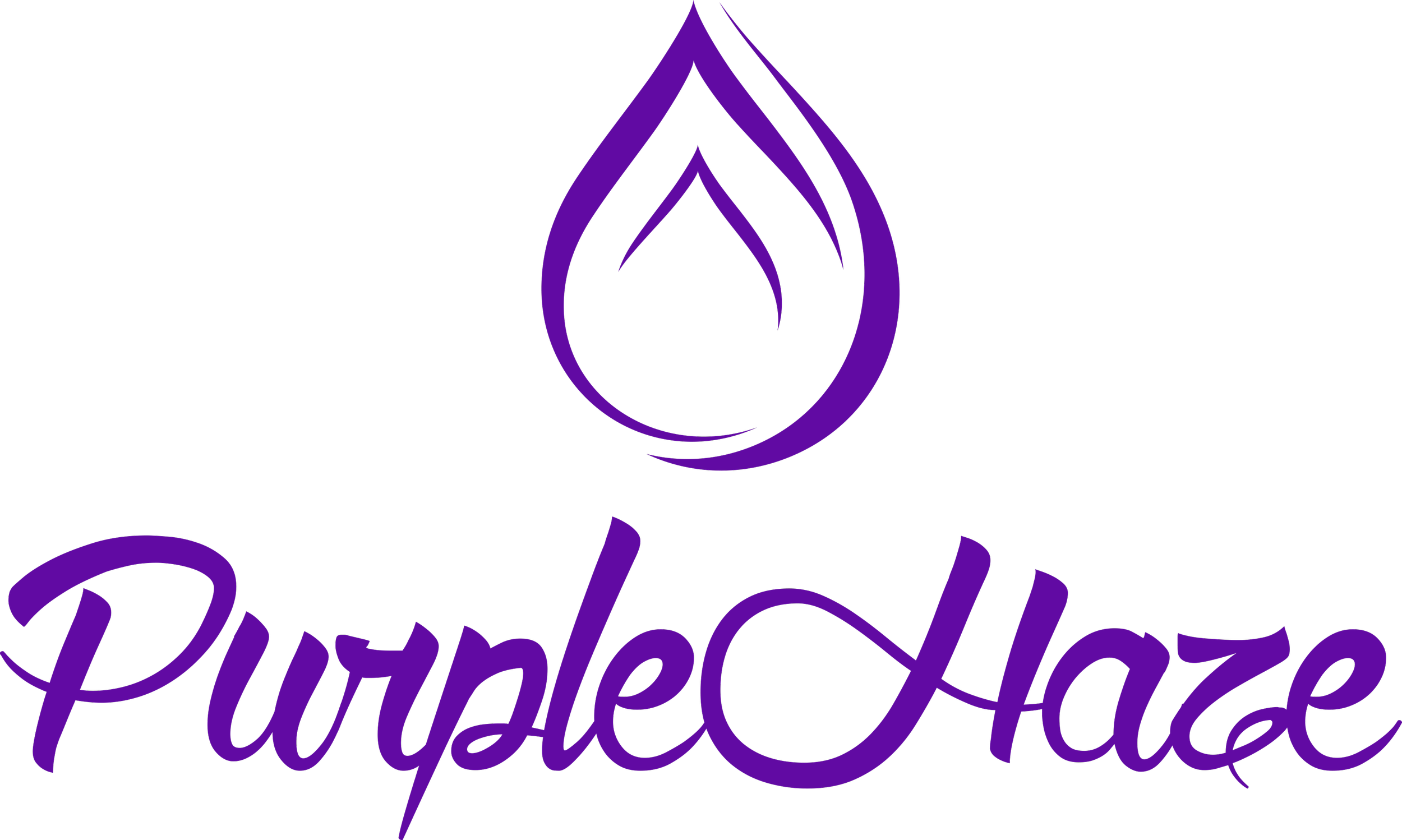 A logo with a stylized purple flame above the words 'Purple Haze' written in purple cursive font on a black background.