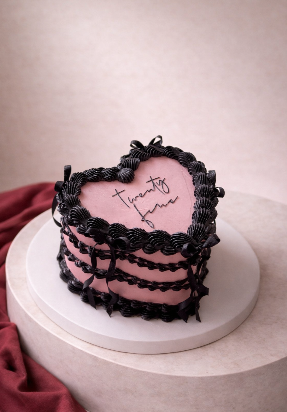 The Noir Ribbon Heart Cake