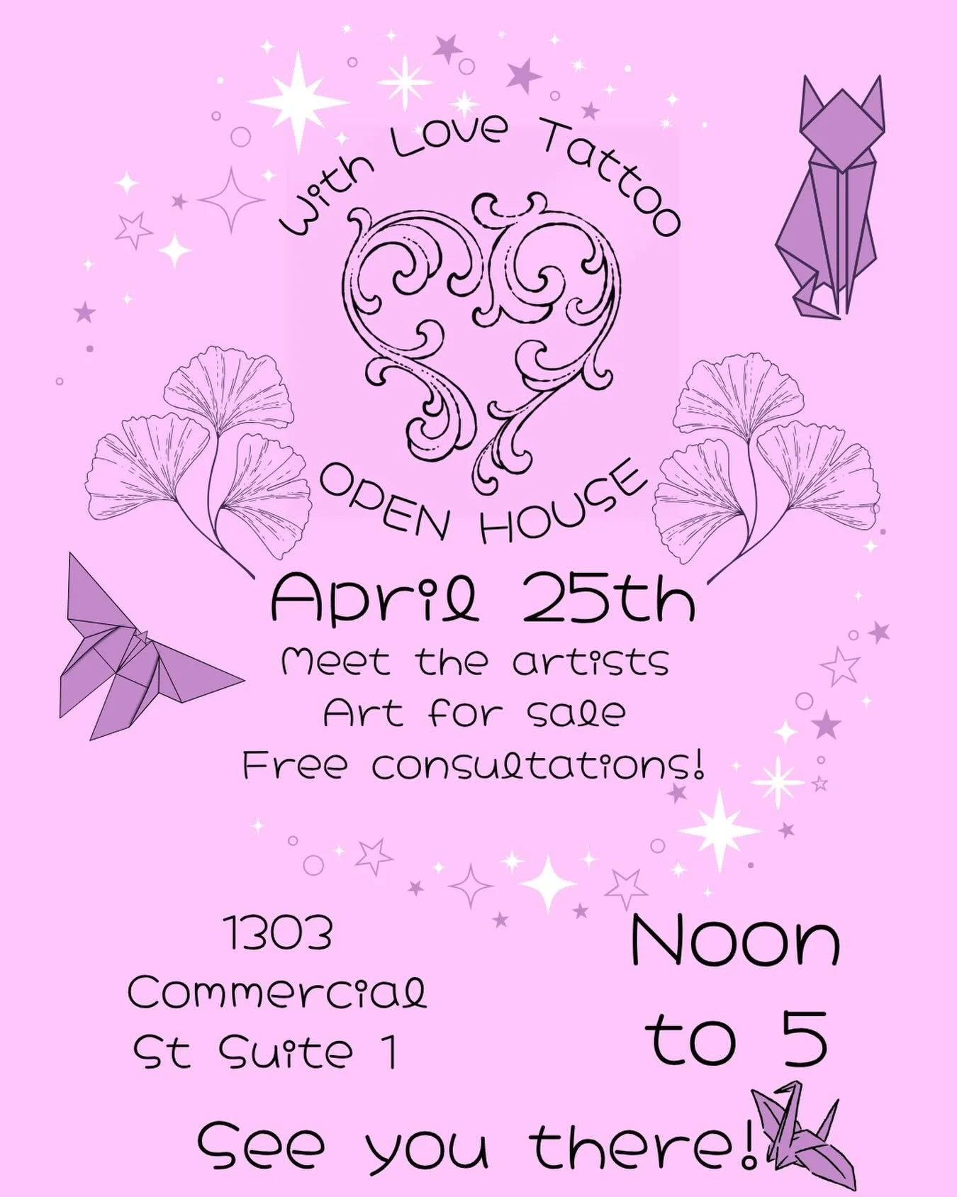 We are hosting another open house this month! No this is NOT an April fools thingy, we really are! 

Come check out the space and meet our artists @minori_tattoos @kamilejordantattoo @modiphromantium , buy some art, get a free tattoo consultation AND