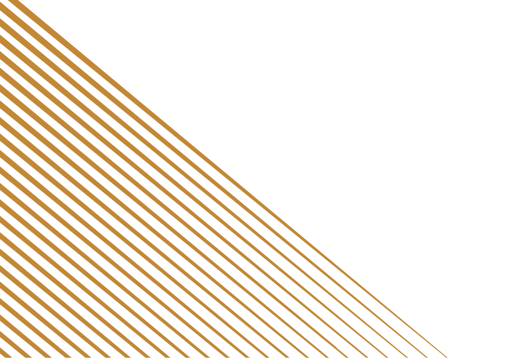 Black background with golden diagonal lines on the left side.