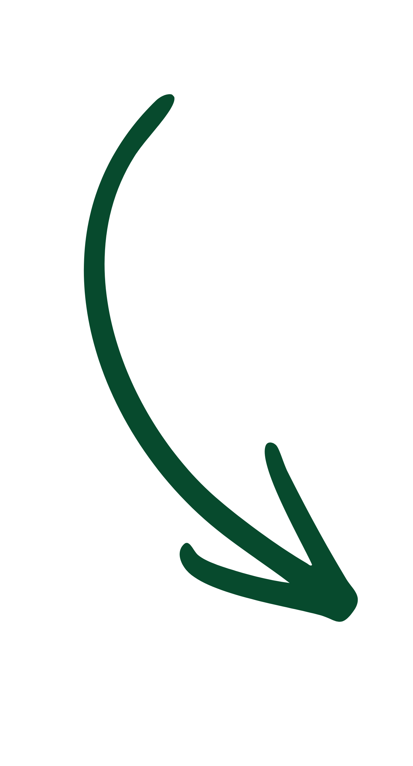 White background with a large green arrow pointing downward.