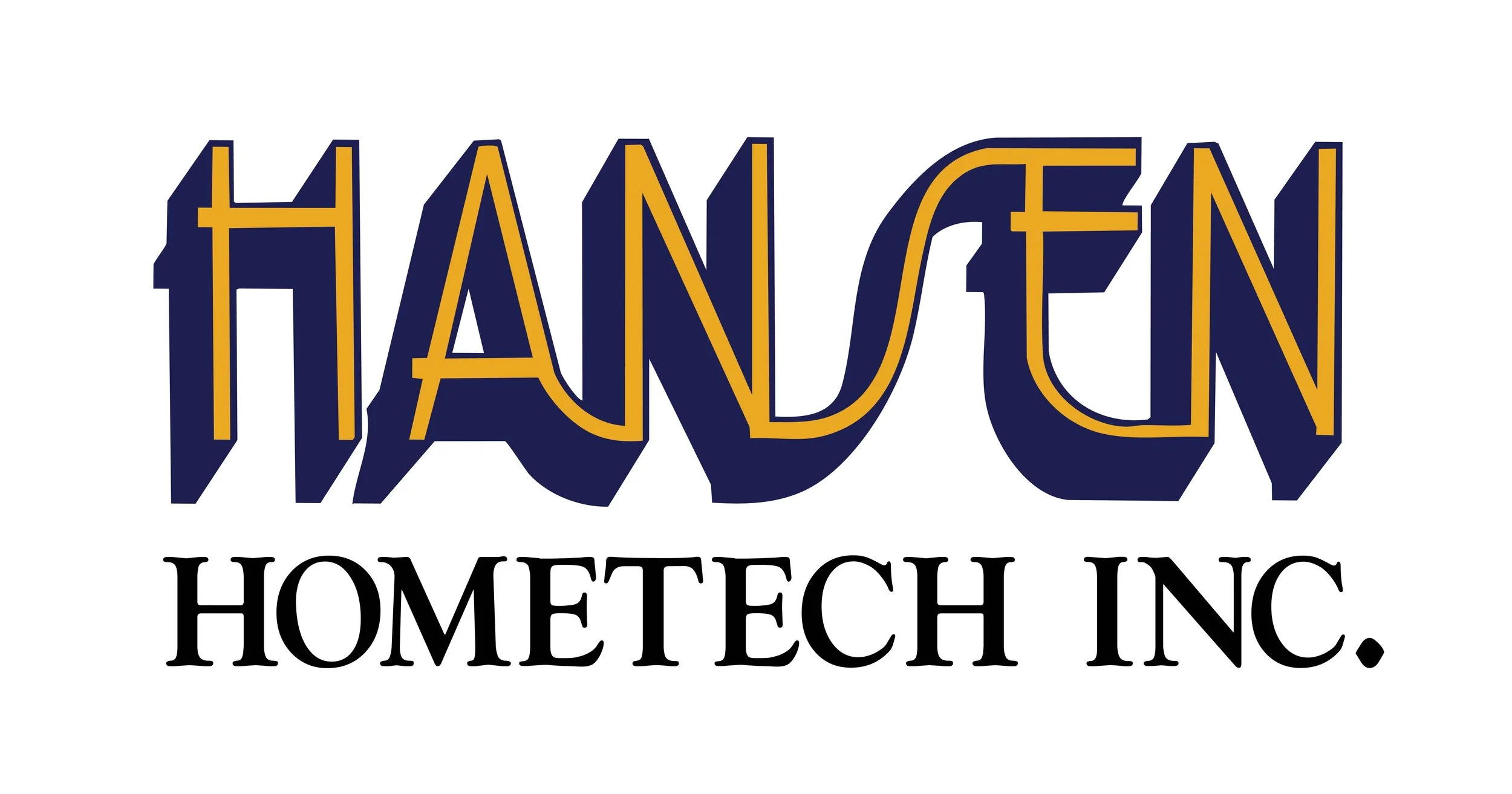 Logo for Handeh Hometech Inc. with stylized text in navy blue and gold.