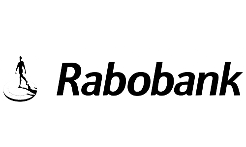 Rabobank logo featuring a stylized person walking on a circular design.