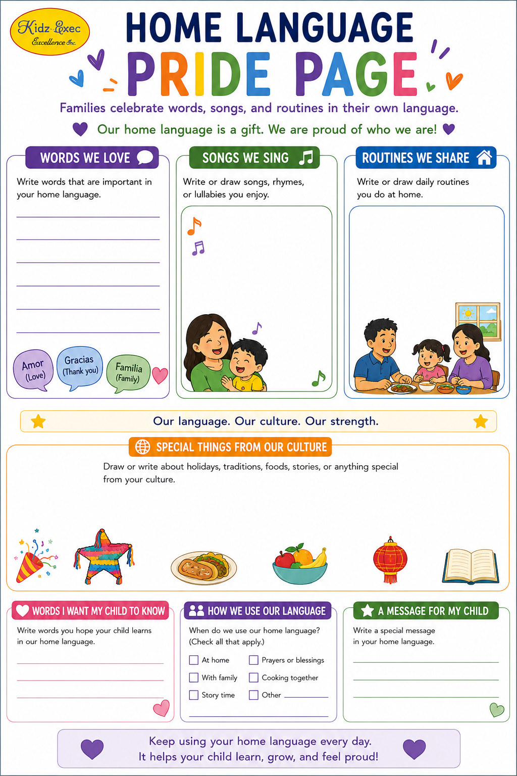Home Language Pride Page-Supporting Dual Language Learners