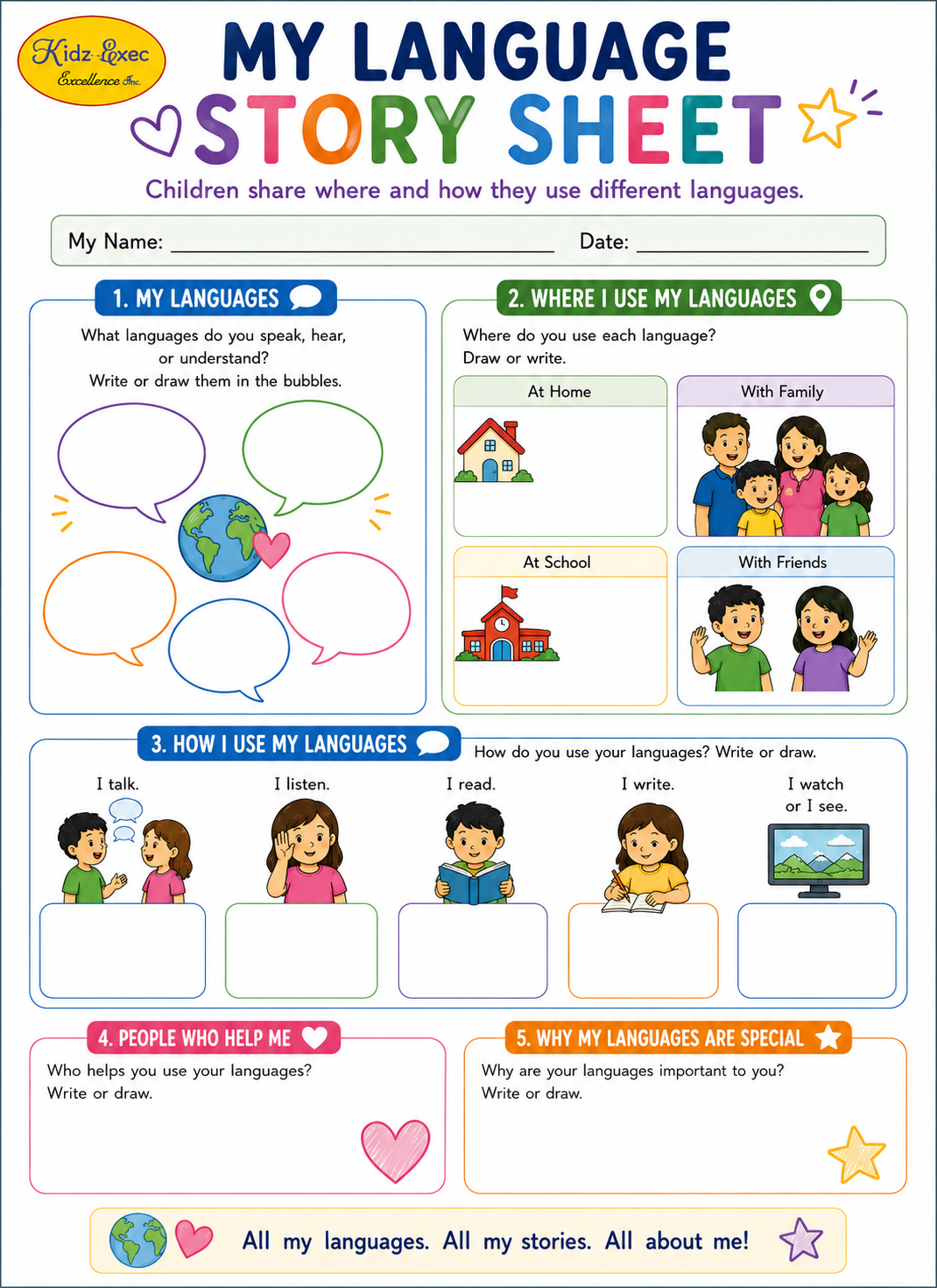 My Language Story Sheet - Supporting Dual Language Learners