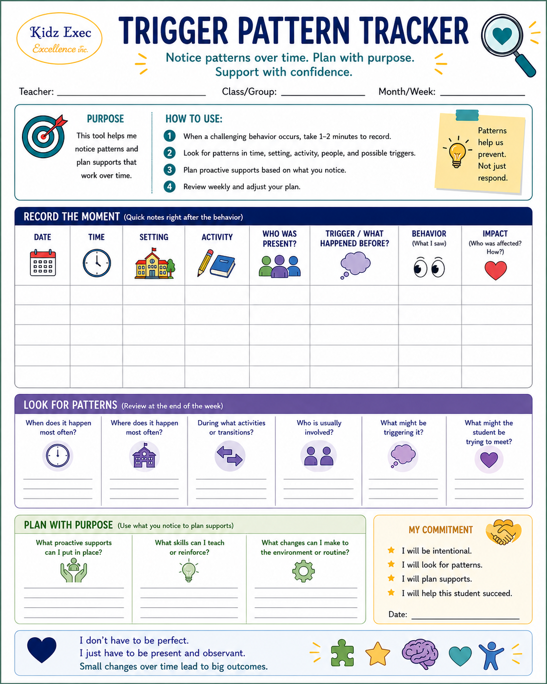 Trigger Pattern Tracker - Supporting Challenging Behaviors for K–3 Educators