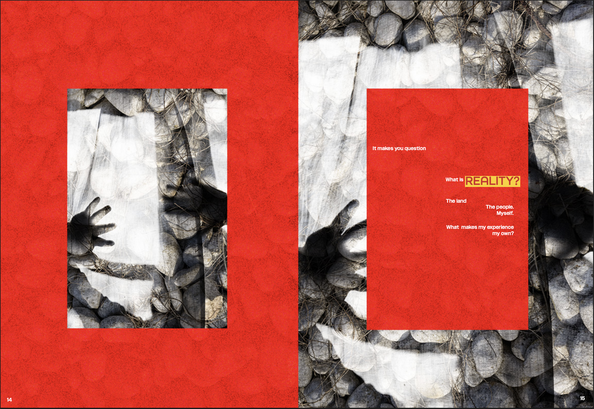 Ce N'est Pas Reel \ Collaboration between Mills Lynerd (Graphic Design and Typography), Lindsey Jordan (Photography), and me (Photography) \ pg 14/15